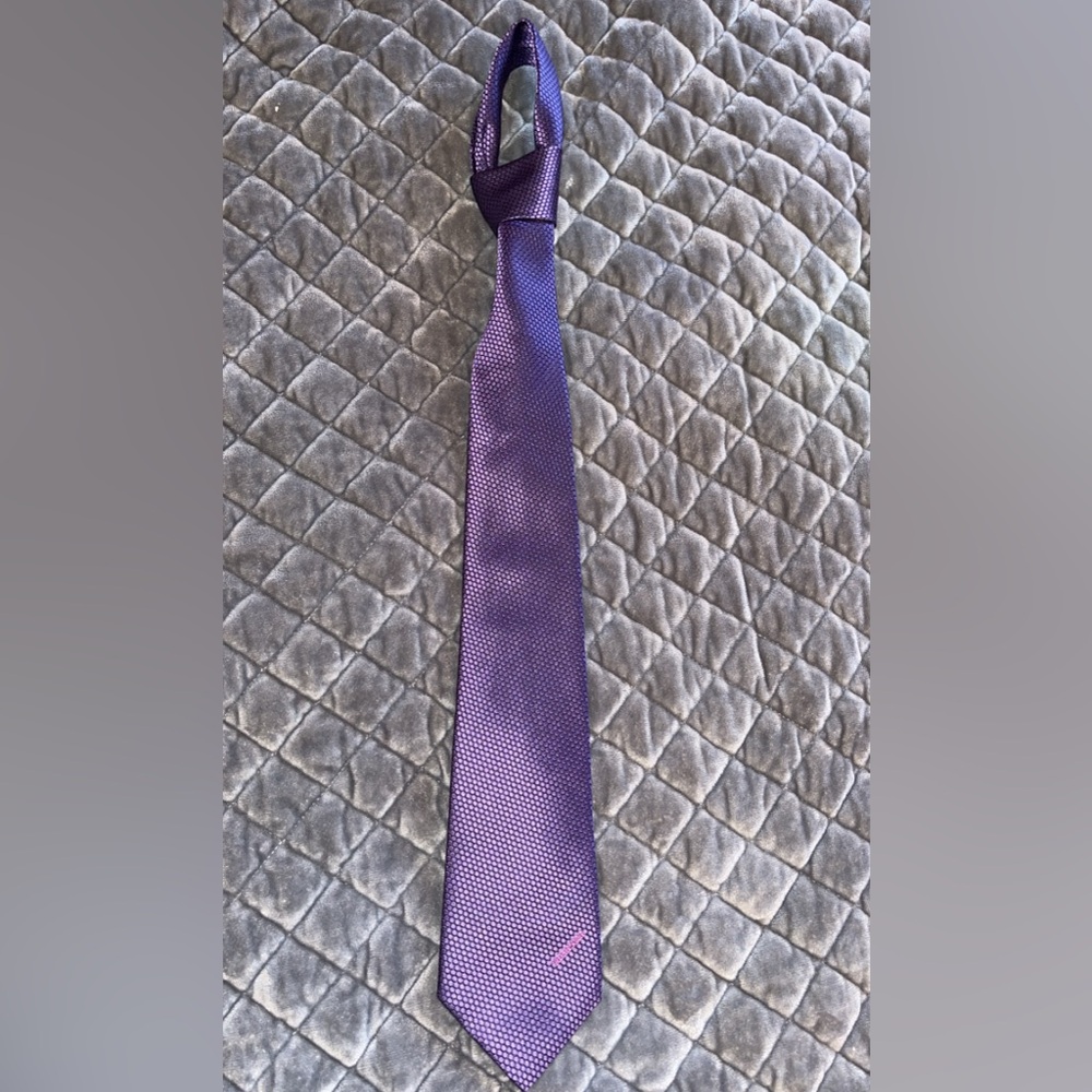 Versace Men’s Silk Tie Purple Hex Micro Pattern-Authentic Luxury Italy SALE